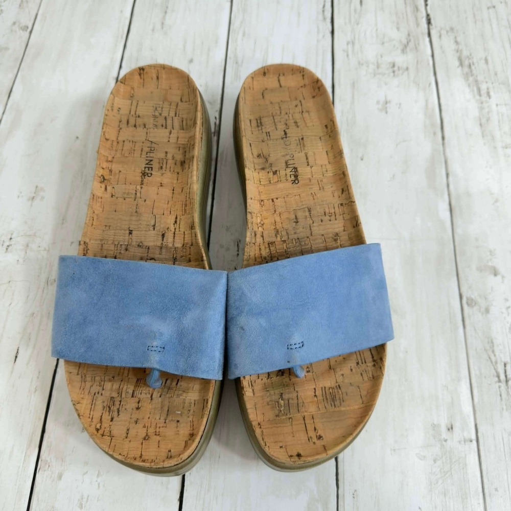 Donald J Pliner‎ Women's Blue Suede Slide Sandals Cork Platform Size 8M